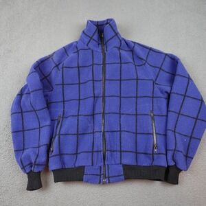 Vintage EMS Jacket Mens Large Blue Polarfleece Full Zip Grid Made USA 90s